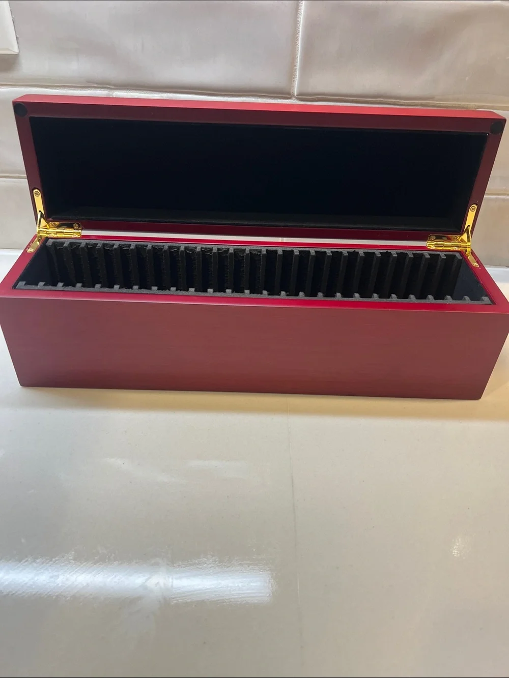 Coin Slab Wooden Storage Box with 25 Foam Slots - New Never Used!